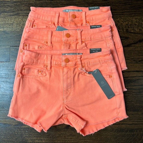 Tractr Denim Girls Shorts Neon Orange - Picture 1 of 1